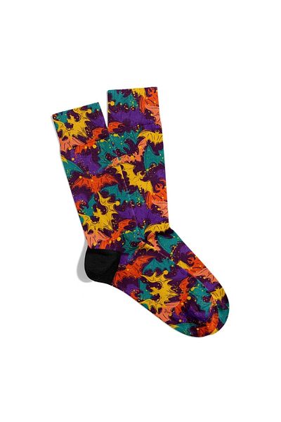 Eğlenceli Çoraplar Fun Socks Unisex Animal Bat Pattern Halloween Printed Socks Ecsoket512