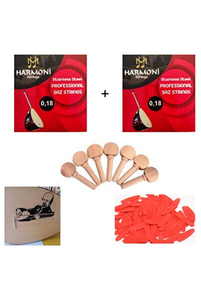 harmoni strings Saz Teli ( 2 Adet) Neşet Ertaş Sticker 7 Adet Burgu 50 Adet M...