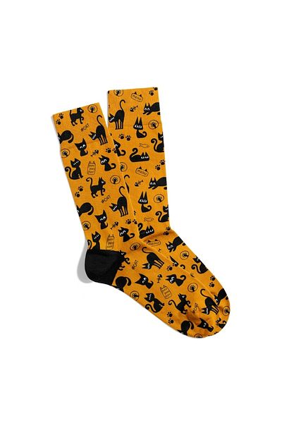 Eğlenceli Çoraplar Fun Socks Unisex Puurr Puurr Cat Hllweens Pattern Printed Socks Ecsoket477