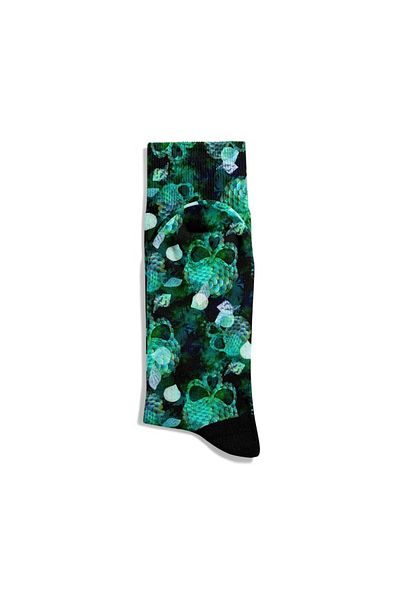 Eğlenceli Çoraplar Fun Socks Unisex Hw Skull Leaf Pattern Printed Socks Ecsoket376