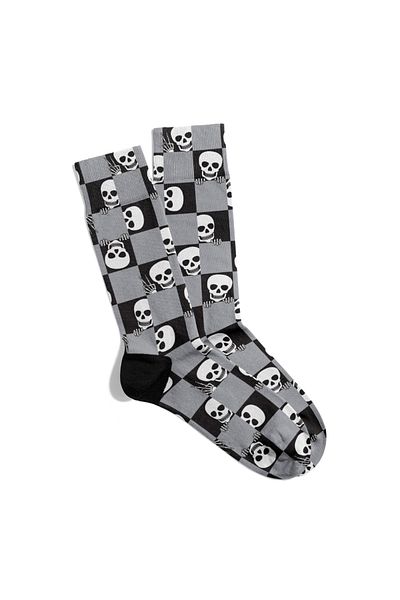 Eğlenceli Çoraplar Fun Socks Unisex Girl Black Skull Pattern Printed Socks Ecsoket480