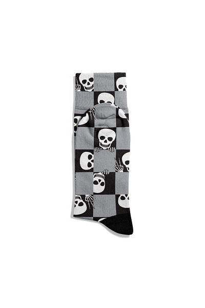 Eğlenceli Çoraplar Fun Socks Unisex Girl Black Skull Pattern Printed Socks Ecsoket480