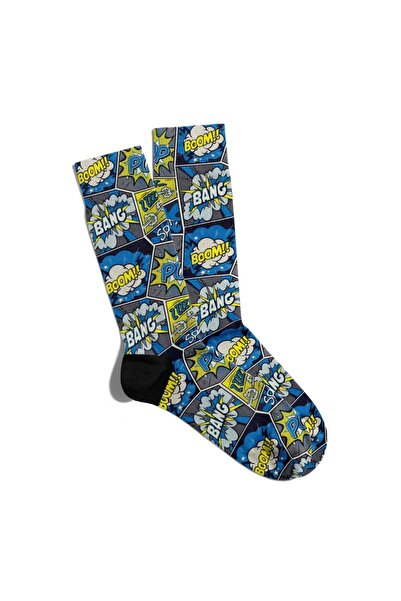 Eğlenceli Çoraplar Fun Socks Unisex Bang Bang Boom Popart Pattern Printed Soc...