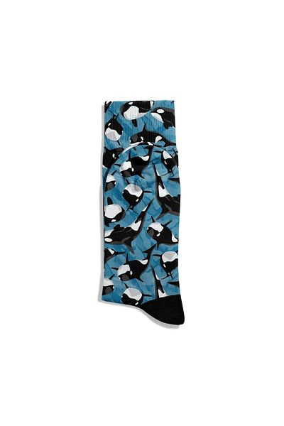 Eğlenceli Çoraplar Fun Socks Unisex Black Dolphin Printed Socks Ecsoket326