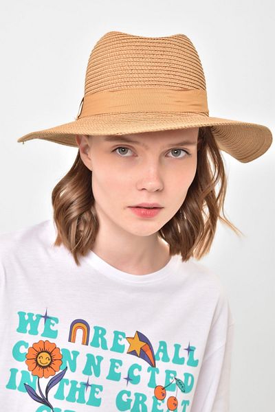 Saria Moda Striped Wide Straw Women's Hat