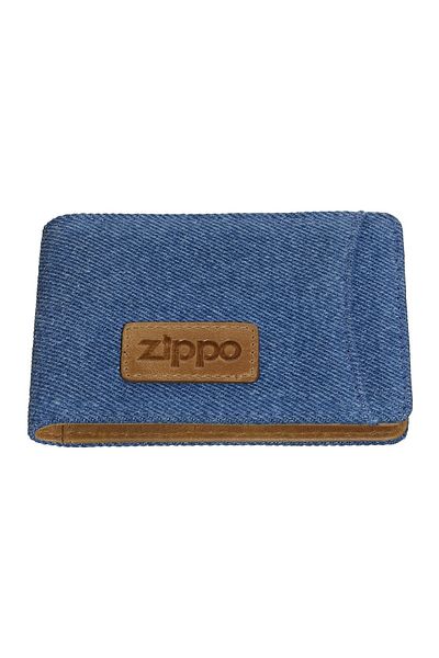 Zippo Denim Blue Tan Wallet Card Case - Vertical 2007143
