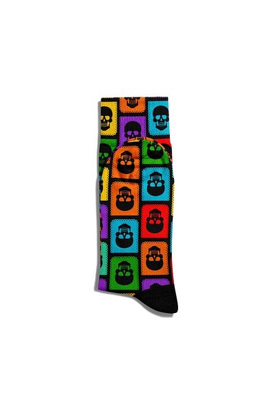 Eğlenceli Çoraplar Fun Socks Unisex Colorful Checkered Skul Printed Socks Ecsoket226