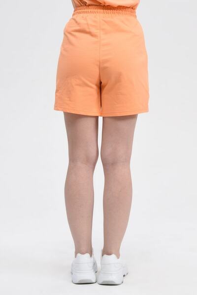 defys Kadın Beli Lastikli Cepli Etiket Detaylı Regular Fit Şort ORANJ