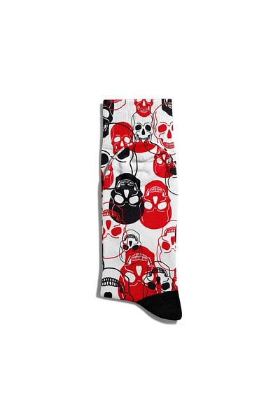 Eğlenceli Çoraplar Fun Socks Unisex Colorful Red Black Skull Printed Socks Ecsoket257