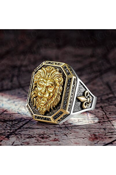 Takılingo 925 Ayar Gümüş 3d Aslan Motifli Usta Işi Erkek Yüzük