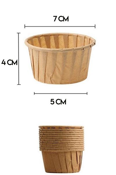 Parti dolabı 50-Piece Kraft Natural Muffin Cake Mold, Light Brown Safari Concept Natural Color Cupcake Cake Capsule