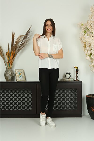 Bireysa Kısa Kol Viskon Kadın Oversize Gömlek