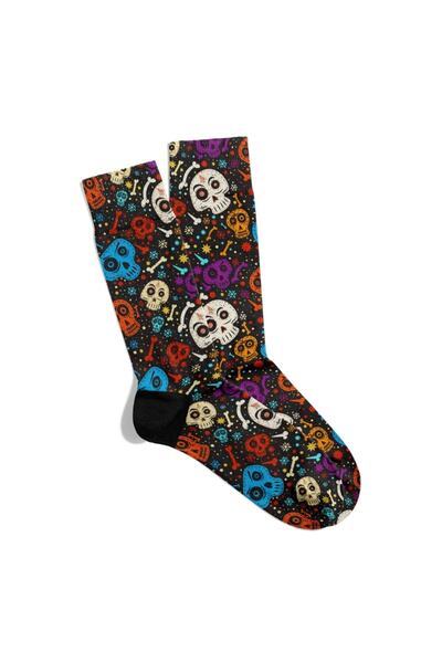 Eğlenceli Çoraplar Забавни чорапи, унисекс, с мотив черепи, за Хелоуин, с печ...