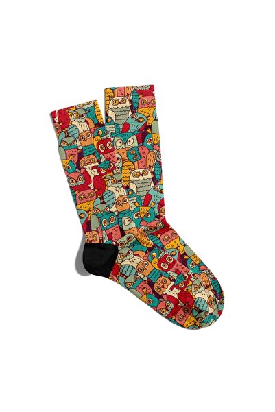 Eğlenceli Çoraplar Διασκεδαστικές κάλτσες Unisex Baykul Owl Printed Socks Ecs...