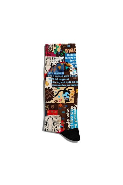 Eğlenceli Çoraplar Fun Socks Unisex Retro Cat Detail Popart Printed Socks Ecsoket135