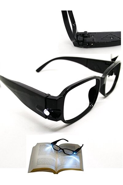 PerfectTrade Led Işıklı Gözlük Tasarımlı Kitap Okuma Aydınlatma Feneri (siyah)