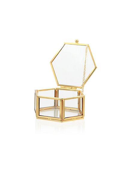 The Mia Brass Hexagon Box 9x9x5 Cm