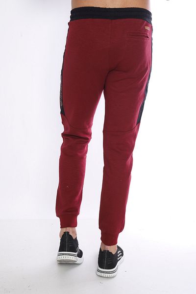 NEED LİFE Men's Burgundy Patterned Fabric Pockets Zippered Elastic Leg Sweatpants