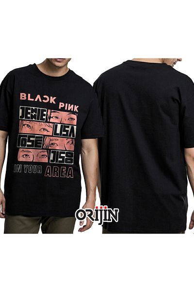 Orijin Tekstil Blackpink In Your Area Jenie Lisa Rose Jisoo Printed Unisex Μαύρο Tshirt