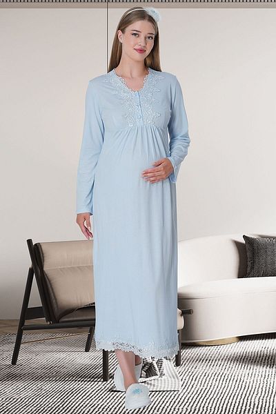Mecit Pijama Set halat și cămașă de noapte pentru gravide și maternitate 1518, 75% bumbac, 25% viscoză