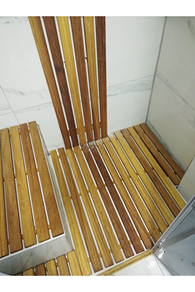 OBERS Iroko Duş Izgarası 90x120cm Ağaç Izgara Ağaç Duş Teknesi Deck Izgara Tik Izgara
