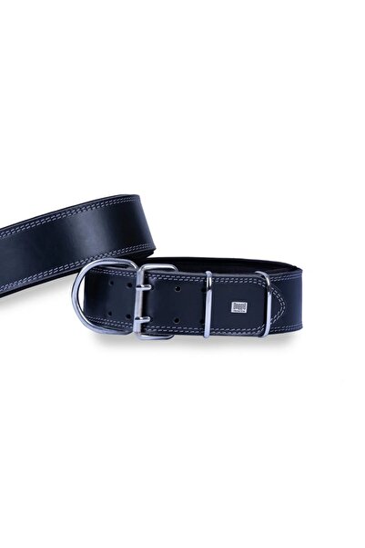 Doggie طوق كلب مصنوع يدويًا من الجلد بطبقة مزدوجة مقاس 6x60-70 سم باللون الأسود