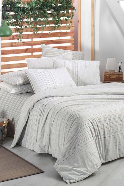 Sarev Diego White Single 100% Cotton Fancy Poplin Duvet Cover Set