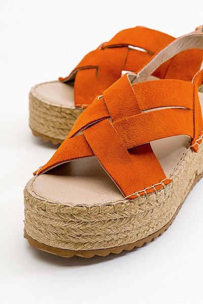 LuviShoes Lontano Orange Suede Genuine Leather Women's Sandals