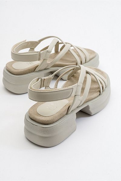 LuviShoes Dámské sandály z pravé kůže Senza Beige Skin