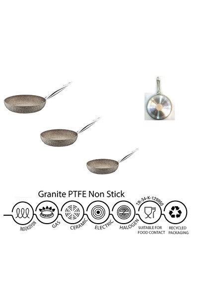 OMS 3207 Kumbeji Indüksiyon Uyumlu 3 Lü Tava Seti 24-26-28cm