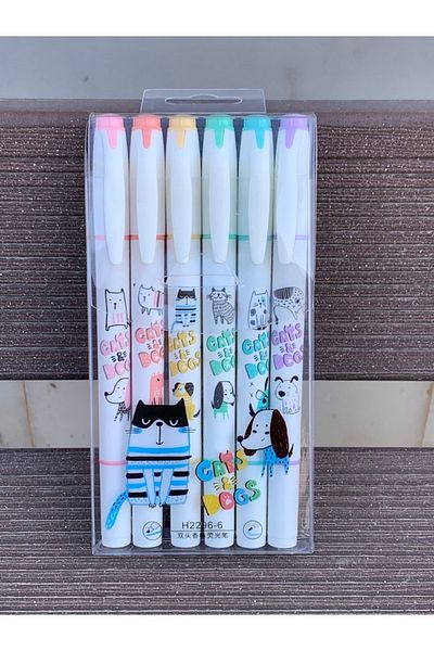 CHOSCH Tenfon Cats & Dogs Themed 6-pack Highlighter