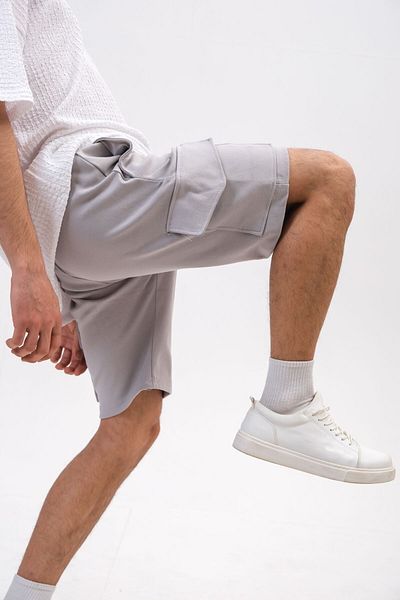 İnsane Minds Men's Gray Color Slim Fit Combed Cotton Shorts with Pockets