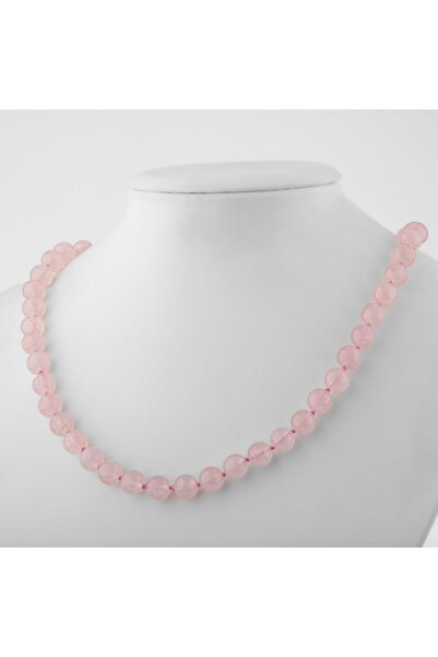 Safnaturel Pembe Kuvars (gül Kuvars) 6 Mm Düğümlü Doğal Taş Kolye