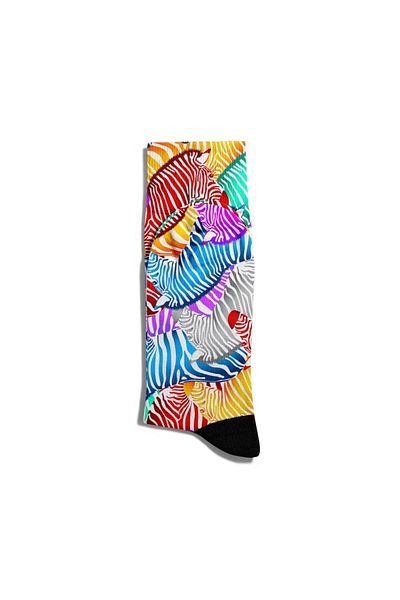 Eğlenceli Çoraplar Fun Socks Unisex Colorful Zebras Printed Socks Ecsoket138