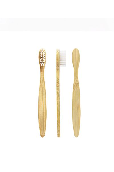 MissClean (2 Pieces) Vegan Bamboo Toothbrush 100% Biodegradable Natural Handle Natural Eye