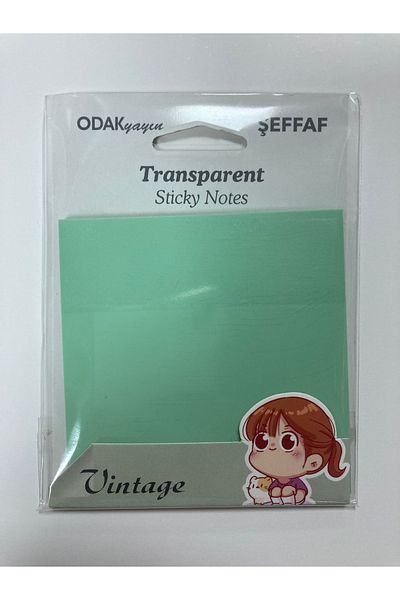 Odak Transparent Sticky Note Paper Transparent Pastel Green Color 76x76 Transparent Vintage