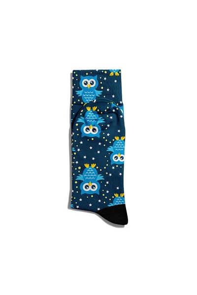 Eğlenceli Çoraplar Fun Socks Unisex Blue Owl Printed Socks Ecsoket102