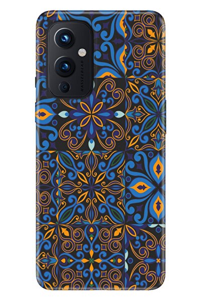 Oneplus 9 Kılıf Modern Tasarım Silikon Desenli Mavi Geo