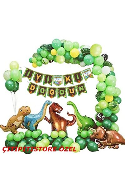 DÜVENCİ TİCARET Çıtıpıtıstore Dinazor Lüks Doğum Günü Balon Seti