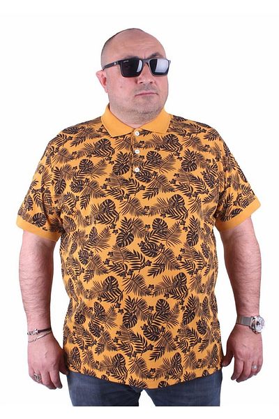 MocGrande Μπλουζάκι με γιακά Polo μεγάλου μεγέθους Hawai Pattern 23412 Mustard