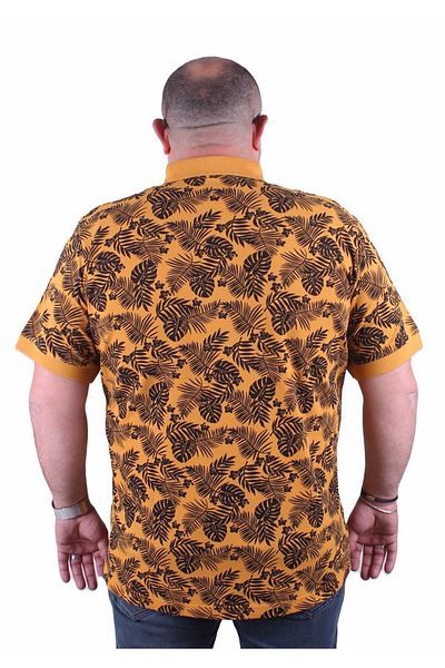 MocGrande Μπλουζάκι με γιακά Polo μεγάλου μεγέθους Hawai Pattern 23412 Mustard
