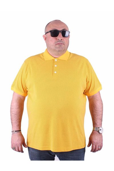 MocGrande Μπλουζάκι Polo με γιακά μεγάλου μεγέθους ρίγες μοτίβο 23413 κίτρινο