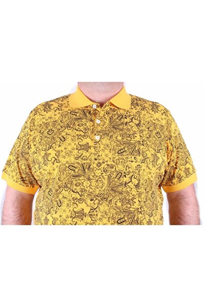 MocGrande Large Size Polo Neck T-Shirt Shawl Pattern 23410 Yellow