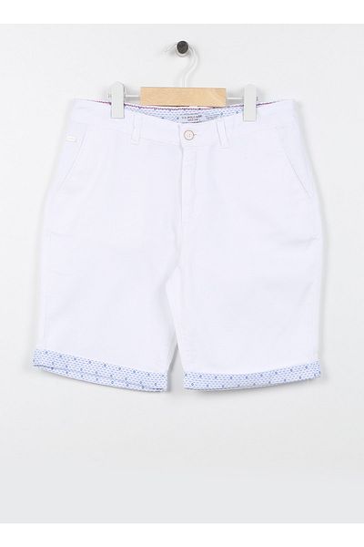 U.S. Polo Assn. Λευκό ανδρικό σορτς Lersley - Κανονική μέση
