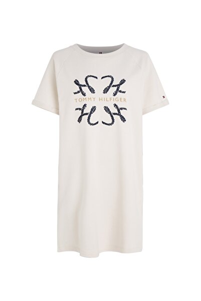 Tommy Hilfiger Bisiklet Yaka Bej Midi Kadın Elbise Ww0ww38629ac0