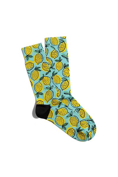 Eğlenceli Çoraplar Fun Socks Unisex Summer Designed Lemon Pattern Printed Socks Ecsoket241