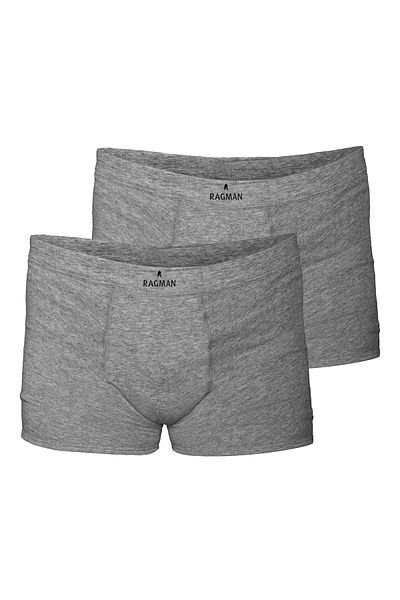 Ragman Herren Boxershorts, 2er-Pack – Unterwäsche, Unterhosen, Baumwollmischung, Logo, einfarbig