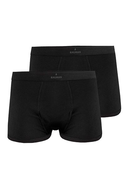 Ragman Herren Boxershorts, 2er-Pack – Unterwäsche, Unterhosen, Baumwollmischung, Logo, einfarbig