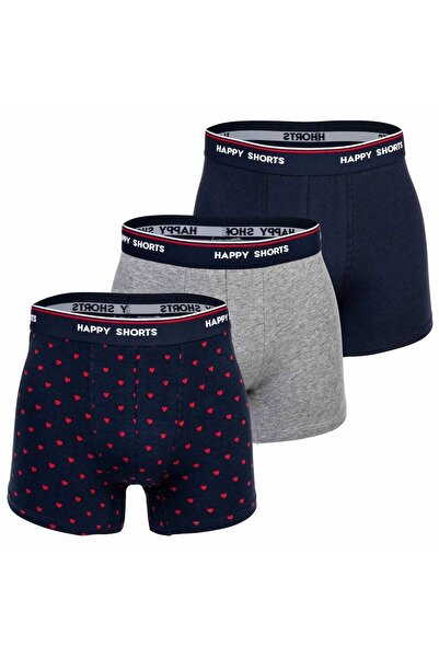 Happy Shorts Herren Boxershorts, 3er-Pack – Retro-Trikot, Logobund