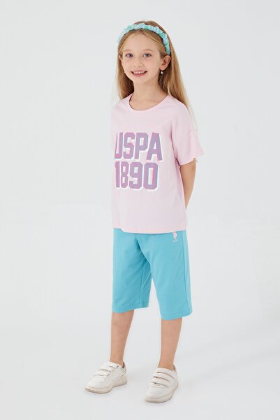 U.S. Polo Assn. Point Detail Dusty Pink Girl's Capri Set